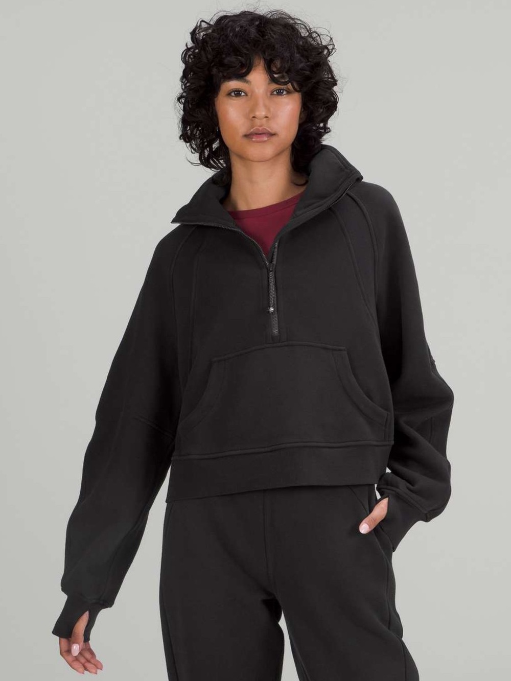 Lululemon Scuba Oversized Funnel Neck Shirt Black Sweatshirt Size XS/S